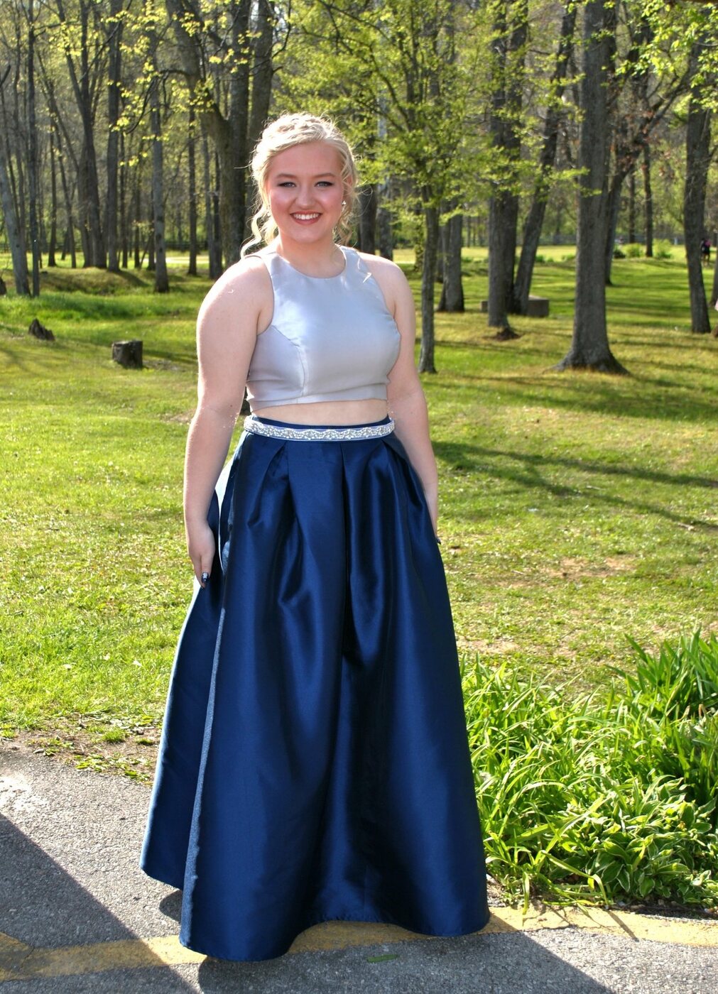 Blonde special-occasion hair and makeup look